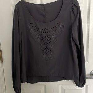 Grey Blouse Size Medium Crew Neck
